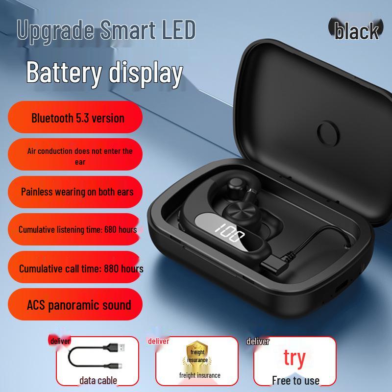 Model V28 Wireless Bone Conduction Ear-Hook Headphones with Long Battery Life 