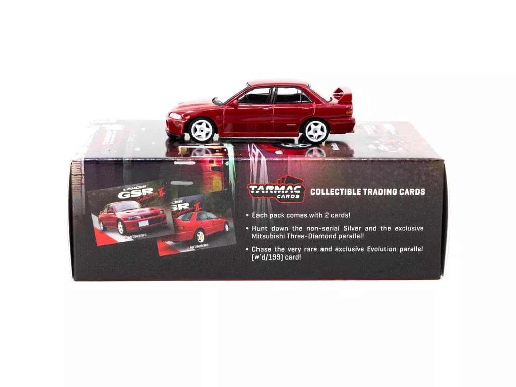 Tarmac Works Mitsubishi Lancer GSR Evolution II Red Trading Card Included Tarmac Works Lancer Evolution Mini Car 1/64 [Item]
