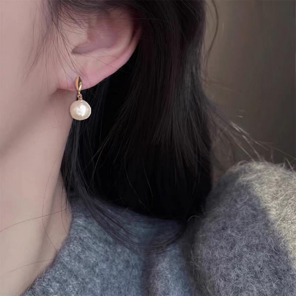 Pendler Vielseitig Süß, Natürliche Barockperlenohrringe Silberne Nadeln Tägliche Einfache Barockstil-Ohrringe