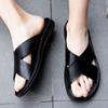 Fashion New Arrivals Italian Leather Slippers for Men Summer Hotel Beach High Quality Slip on Light Flats Male Flip Flops Big Size 38-47