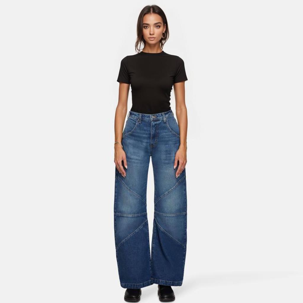 Jeans baggy hip hop da donna a gamba larga a vita medio-bassa jeans larghi boyfriend pantaloni in denim vintage