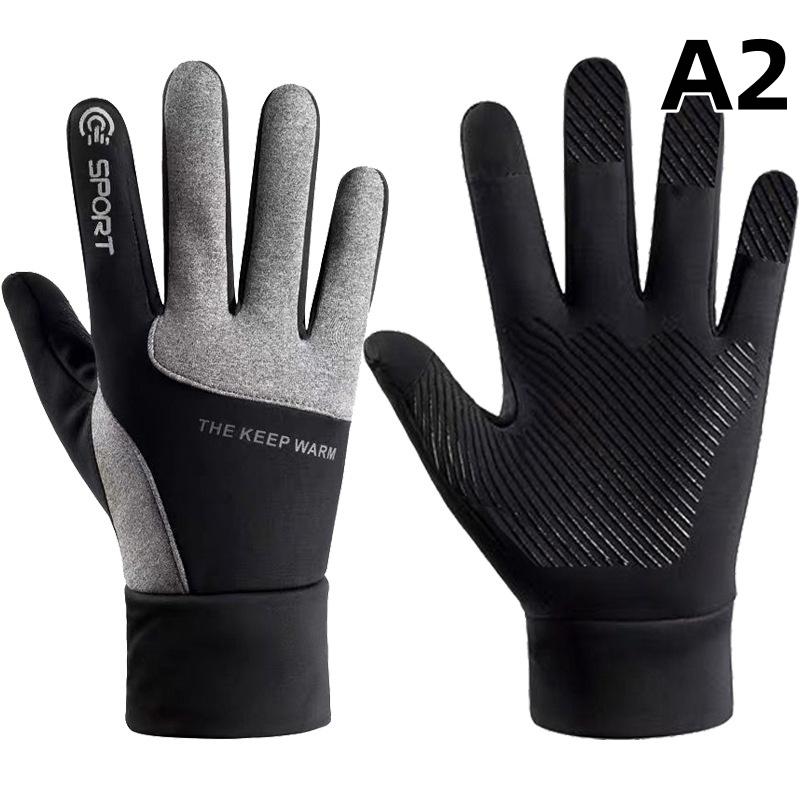 Autumn Winter Outdoor Cycling Gloves Gym Fitness Sports Running Warm Touch Screen Nonslip Gloves Motorcycle Gloves Men Black