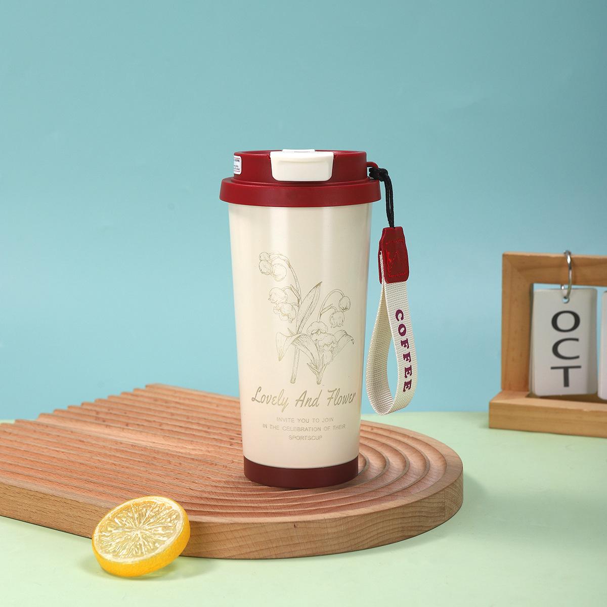 

Summer cold insulation stainless steel lily of the valley water cup thermos cup coffee cup double layer car cup gift 500ml