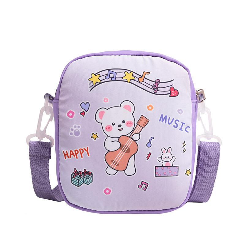 Adorable Rabbit And Bear Canvas Shoulder Bag For Kids Lightweight And Stylish Design
