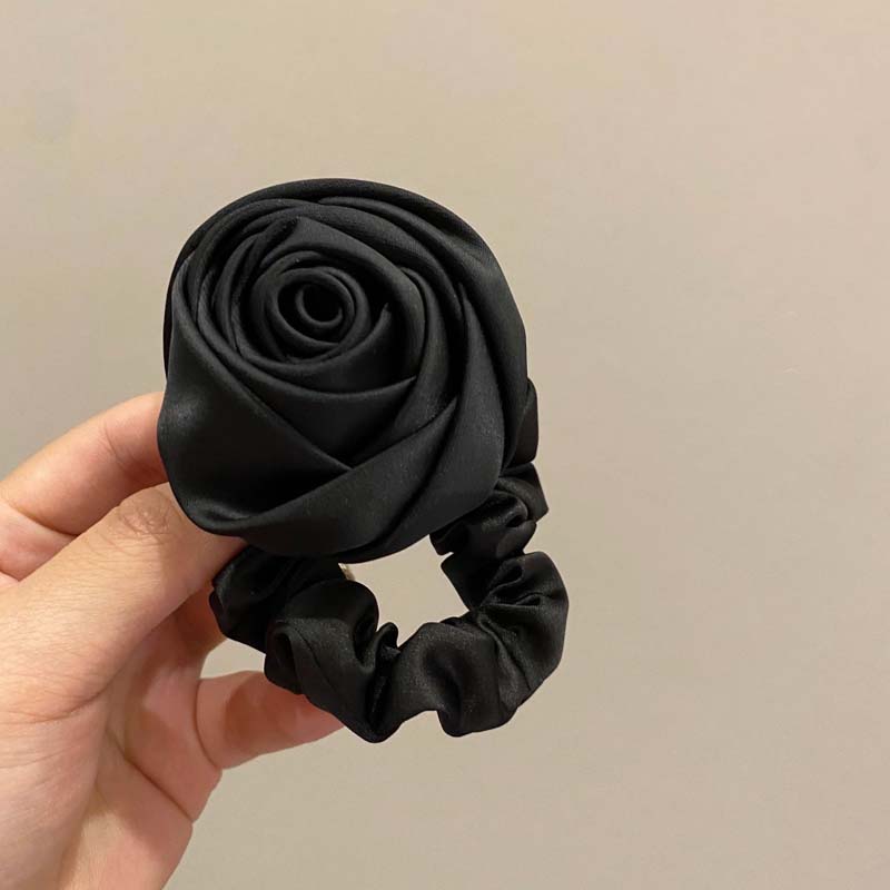 

Корейские розовые атласные цветы розы эластичные резинки для волос скранчи для женщин элегантные большие цветы резинки для волос аксессуары для волос