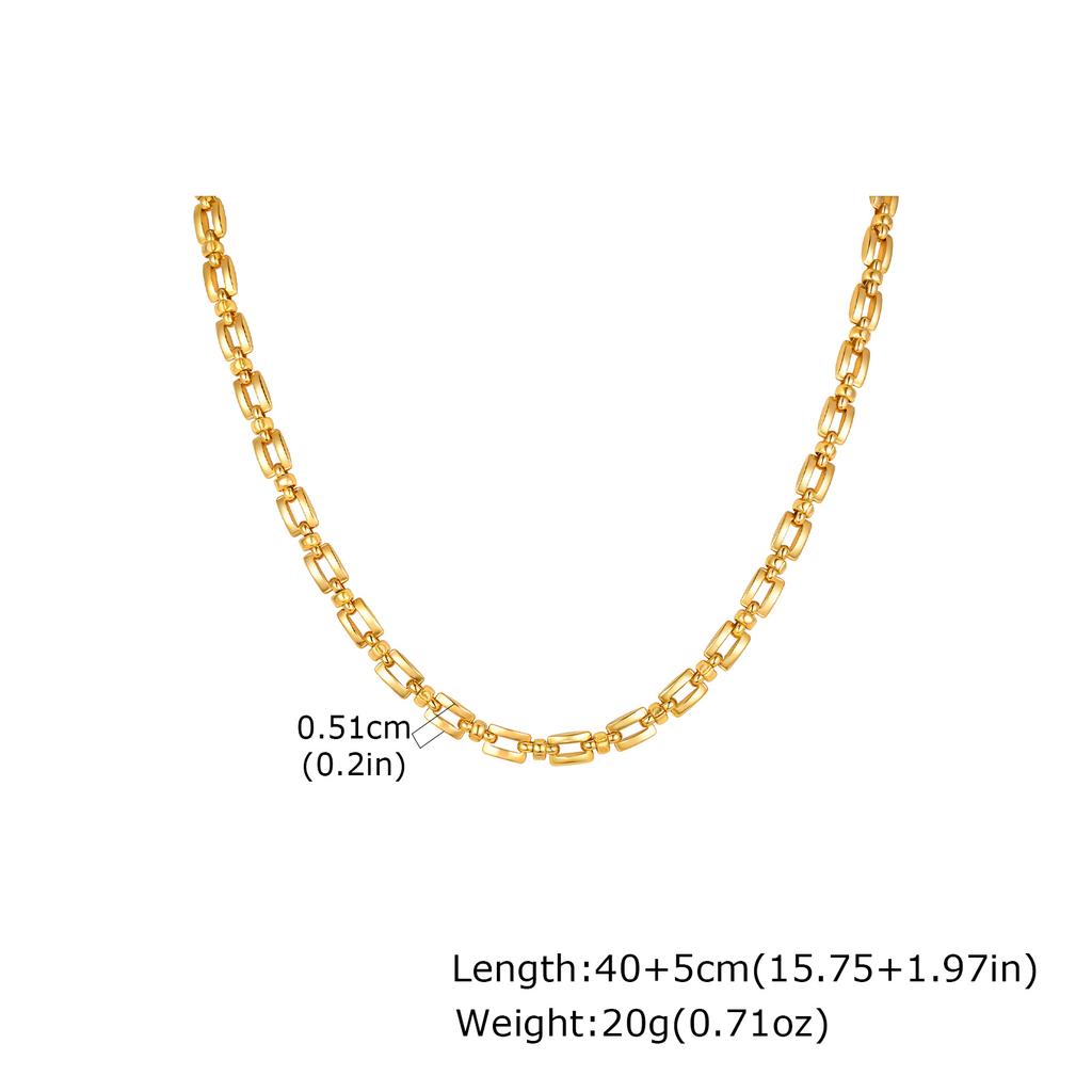 Handmade Strap Chain Necklace Stainless Steel Gold Plated Link Minimalist Tarnish Free Jewelry for Women Bijoux Femme