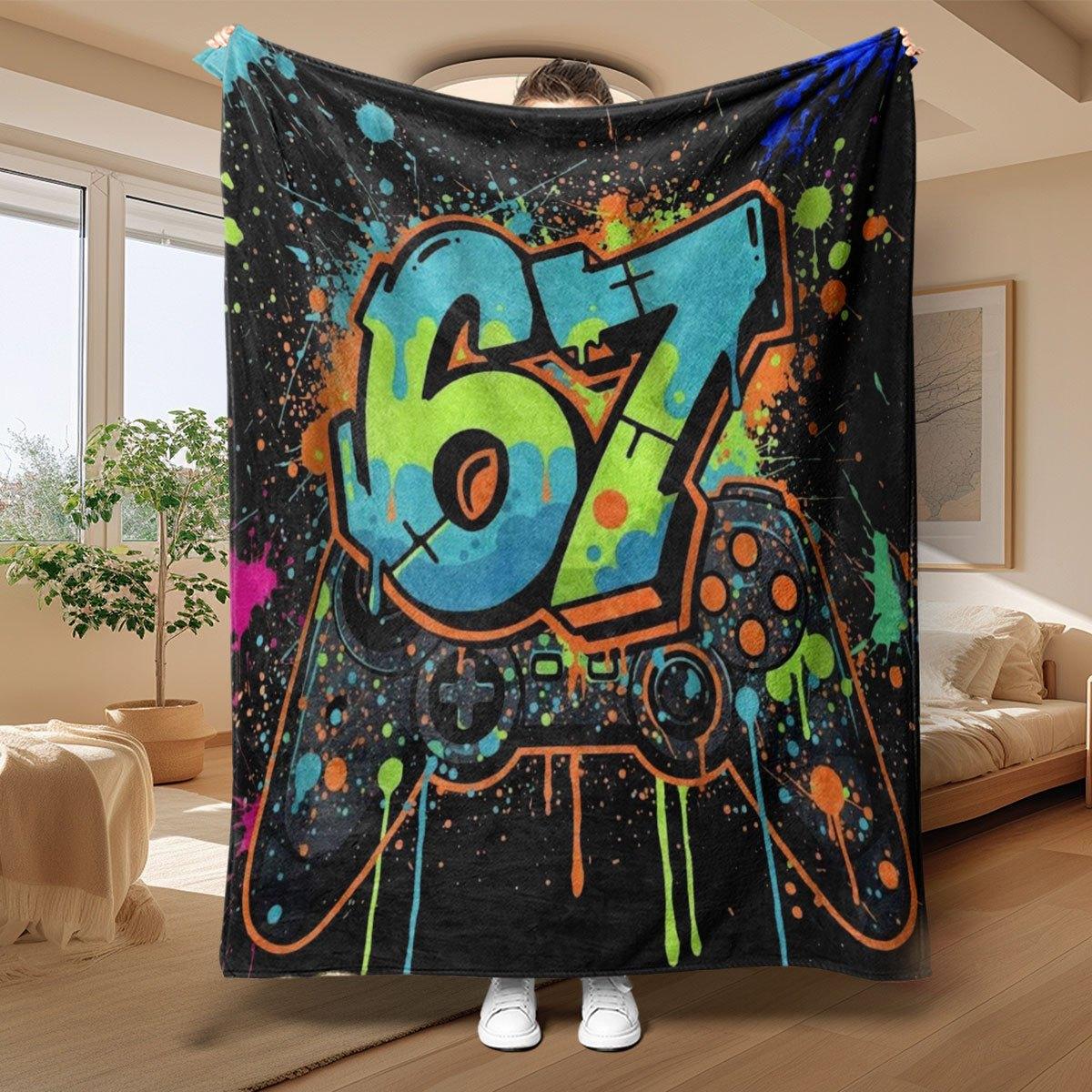 

Doodle Video Game 67 Flannel printed blanket suitable for all seasons suitable for living room office sofa and travel 180x250CM 75x100cm (30x40inch)