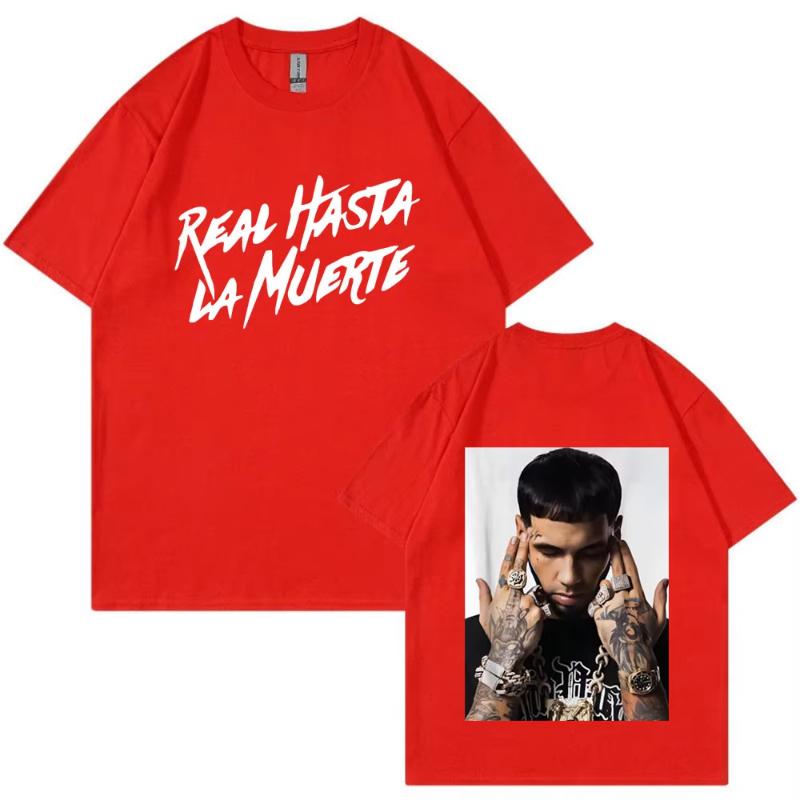 Rapper Anuel AA Real Hasta La Muerte T Shirt Men Casual Cotton T-shirts Fashion Hip Hop Vintage Oversized Tee Shirt Unisex