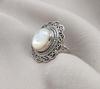 Mother of Pearl 925 Sterling Silver Ring: Handmade Boho Statement Jewelry