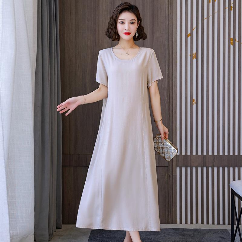 

Женское летнее однотонное платье с коротким рукавом, свободного кроя, длиной ниже колена, с текстурой 2XL белый