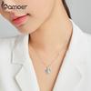 Bamoer 925 Silver Sky Blue Enamel Turtle Pendant Necklace Cute Animal Adjustable Necklace for Women Fine Jewelry SCN446