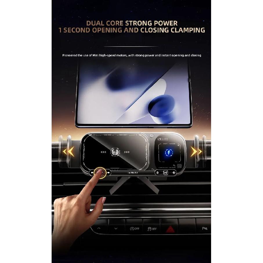 Car Foldable Phone Holder Wireless Charging Phone Mount Intelligent Induction Electric Rotation for Samsung IPhone Xiaomi Z Fold