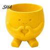 Gift for Plant Lovers 3D Printed Cute Smile Pots, Succulent Planters Indoor Plants, Office Desk Ornament Funny Small Flowerpot, Unique Planter
