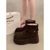 Boken Thick soled Snow Boots for Women 2026 New Winter Short Height Increasing Plush Warm Cotton Shoes