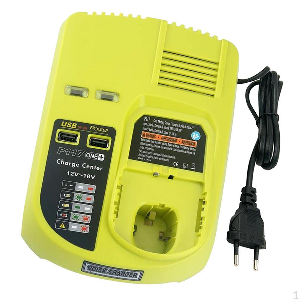 

Replacement Chager 12V18V Battery Charger for Ryobi P108 USB Port EU Type