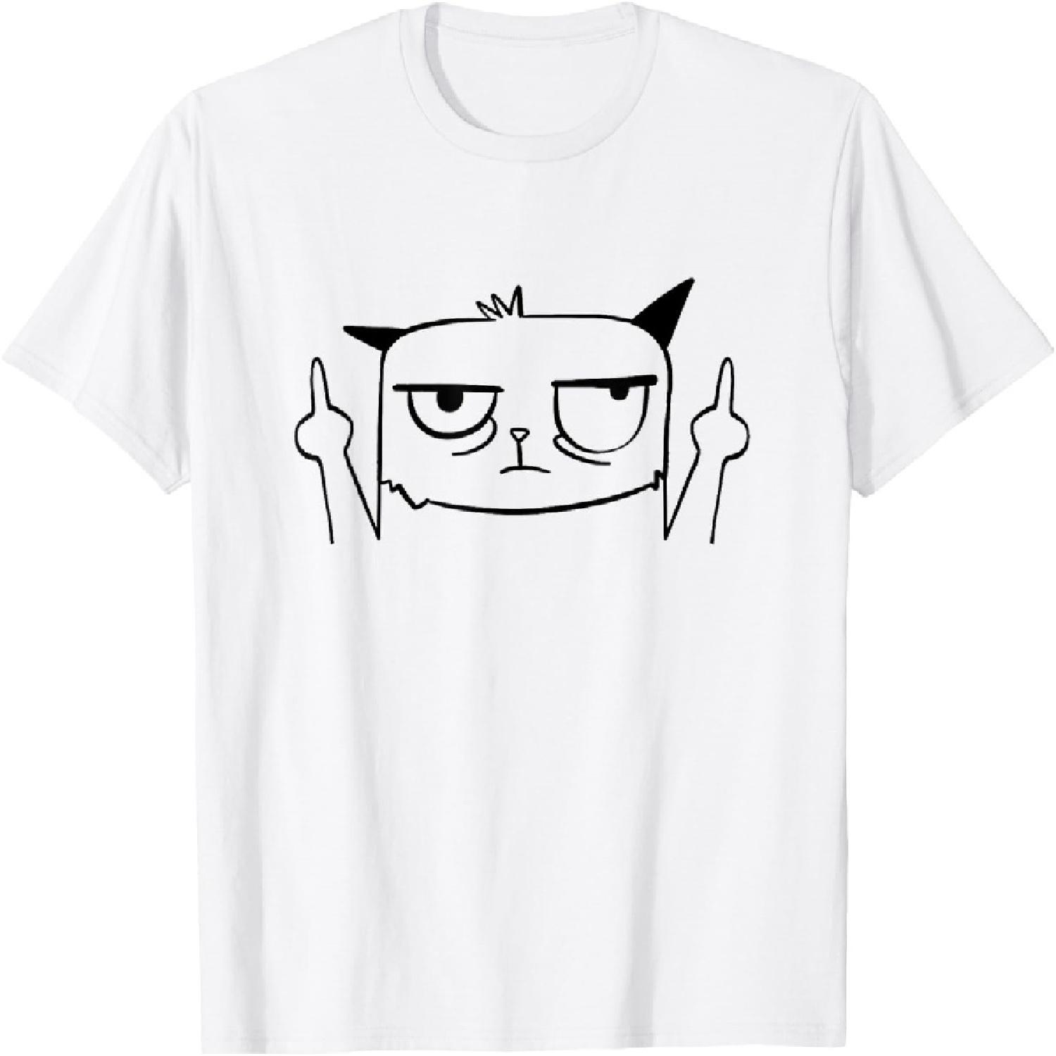 Cat Flip Off Men Women T-Shirt XXXXXL белый