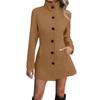 Women's Fashionable, Casual, Commuting Stand-up Collar Woolen Top Coat