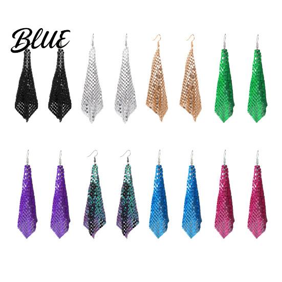 Detail-oriented Earrings 1 Pair Sequin Hook Geometric Design Long Statement