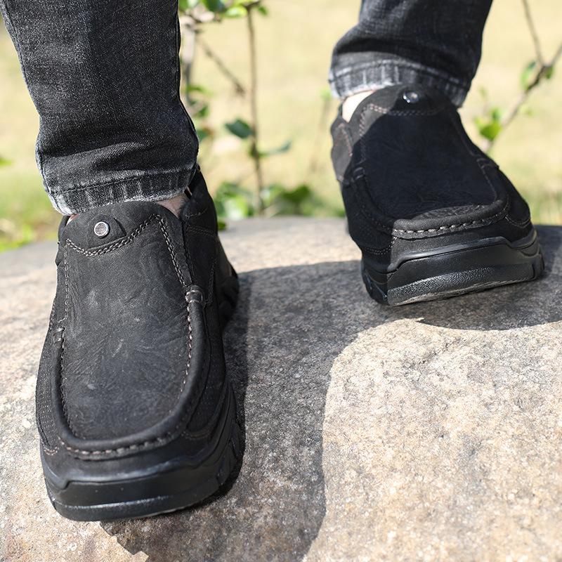 Men's Shoes Low Top Slip-on Casual Leather Shoes Genuine Leather Spring and Autumn Fashion Shoes Outdoor Work Shoes