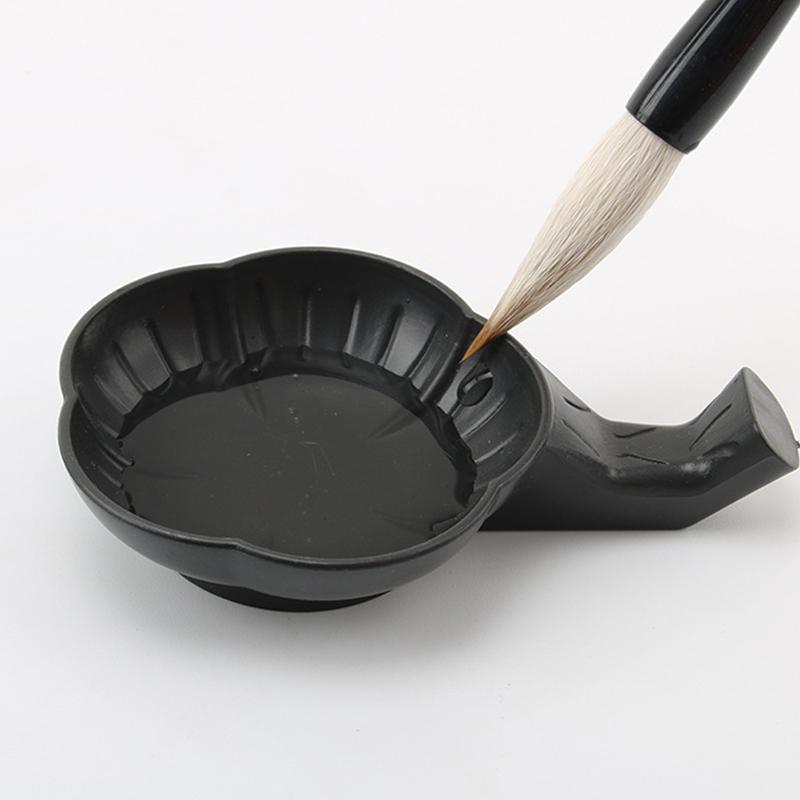 Suport pentru stilou pentru pensulă de scris, 2 buc, farfurie de piatră de cerneală, formă de flori, farfurie de cerneală din plastic, caligrafie chinezească, consumabile pentru pictură artistică