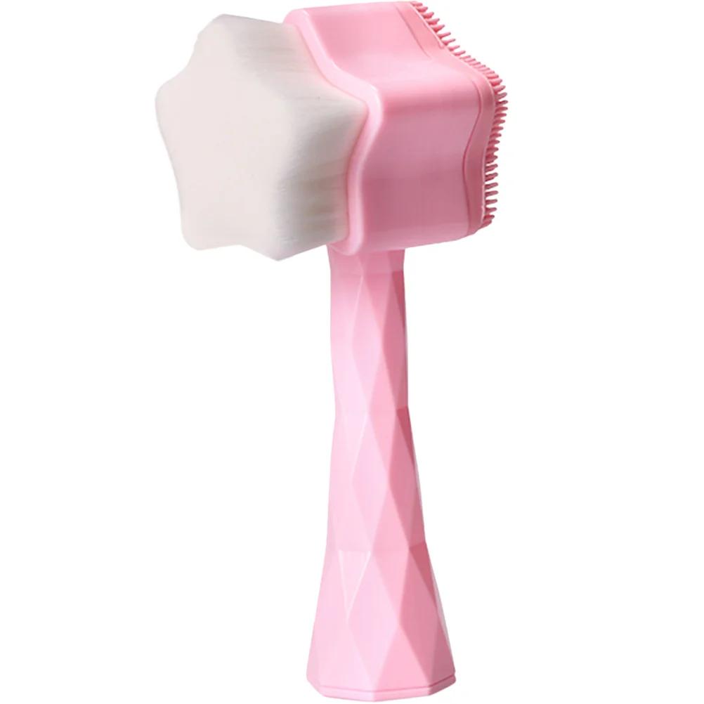 

Five-pointed Star Facial Wash Brush Portable Manual Brush Star-style Facial Wash Massage Brush Household Silicone Cleansing Tool розовый