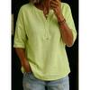 QICED Women's Fashion Casual Solid Color Print V-Neck 1/2 Sleeves Blouses & Shirts