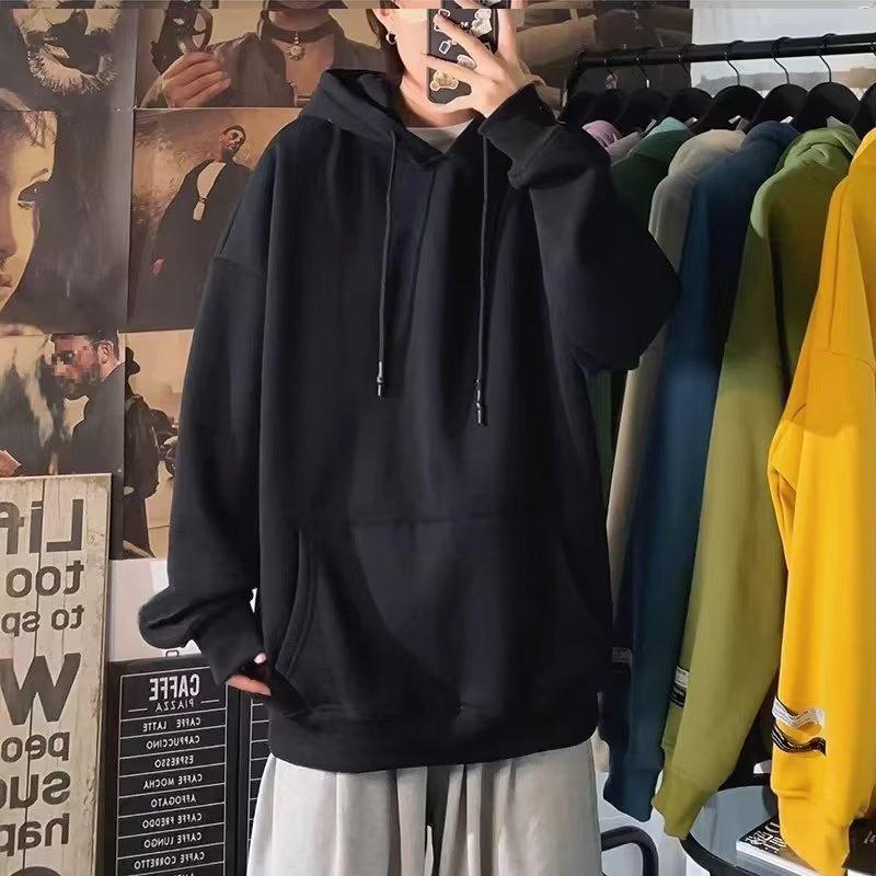 Men's Versatile Solid Color Hooded Jacket - Trendy Loose-Fit Casual Sportswear for Spring and Autumn