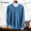 Fanzhen Men's V-Neck Cashmere Blend Sweater