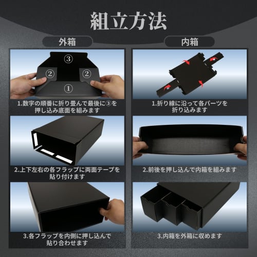 KENOU Trading Card Storage Box, Choose from 2 or 4 Tiers, TCG, PTCG, MTG, 3 Columns, Large Capacity (4 Tiers)