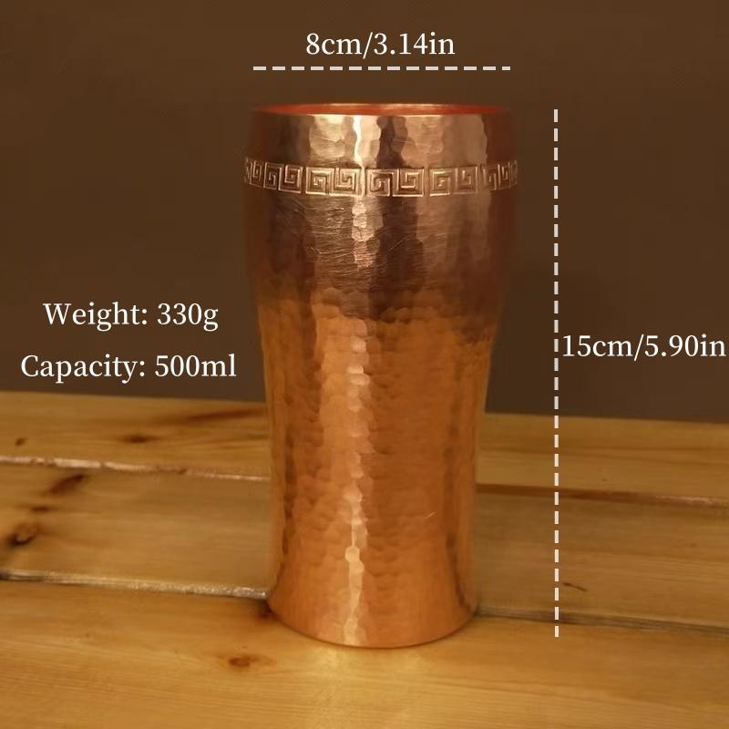 Pure Copper Coffee Cup,Handcrafted Engraving Hammer Texture 500 ml Milk Moscow Mule Tumbler Beer Mug,Vintage Tea Water Tableware