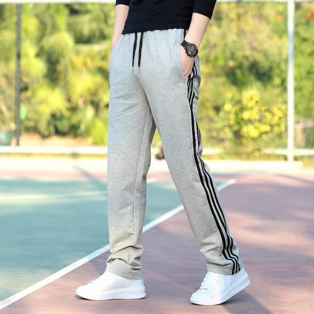Pantaloni Sportivi Casual da Uomo a Tre Strisce Primavera/Estate: Vestibilità comoda, Gamba dritta, Alla moda, Versatile, Taglia grande.