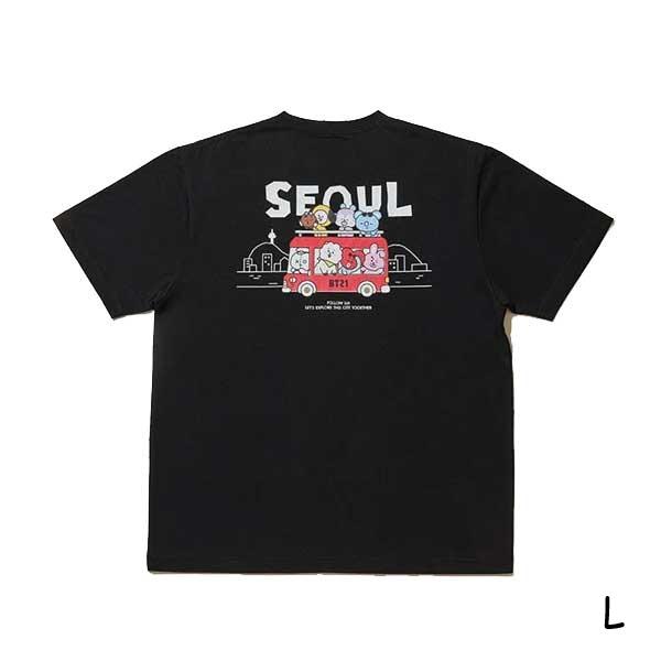 Official BT21 SEOUL EDITION 2nd Series Short Sleeve T-Shirt (Black / White) - Premium K-Heritage Streetwear