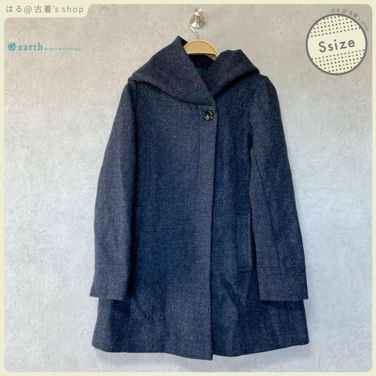 earth music&ecology Harris Tweed Hood Coat S Size Wool Outerwear