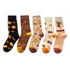 2 Pairs Pumpkin Pattern Mid-calf Socks Soft Warm Women's Stockings  Fall Costume