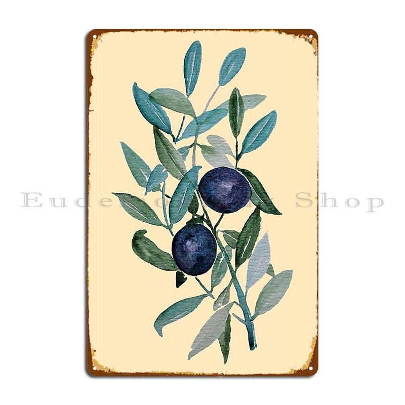 Black Olive Branch Metal Plaque Poster Bar Cave Club Wall Mural Designer Cave Tin Sign Poster 20X30CM