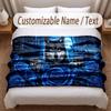 Wolf Theme Soft Blanket Personalized Custom Name Text Print Warm Blanket Home Sofa Bedroom Decor
