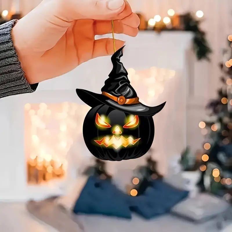 Adorable Acrylic Halloween Pumpkin Pendant For Car Interior Decoration Party Hanging Ornament