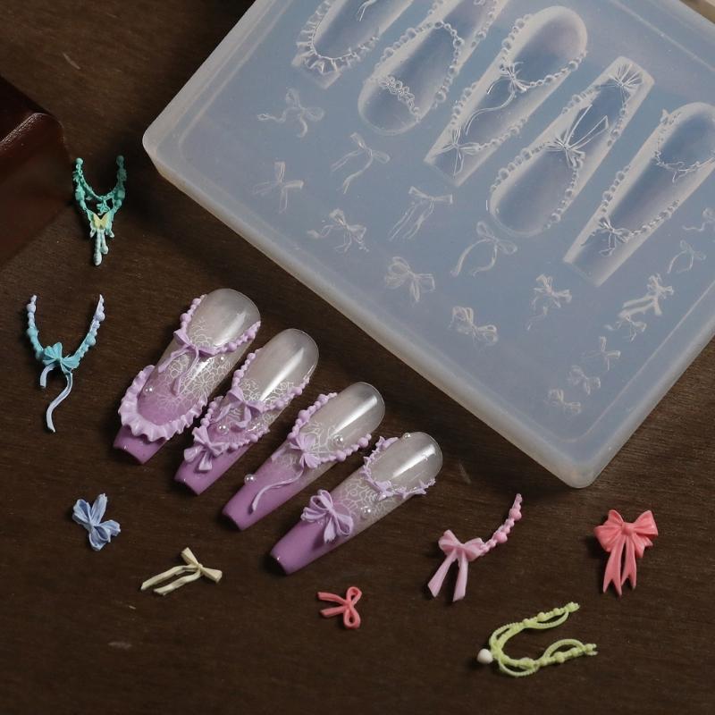 Reusable Soft Silicone 3D Nail Mold Kit With Embossing Designs Professional Manicure Tool