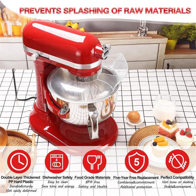 Pouring Shield for Kitchenaid 5.5 Quart, 6, 7, 8 Qt Stainless Steel Bowl-Lift Stand Mixer Accessories Splash GuardJAS