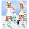 Costume Gatto Leopardo da Donna con Coda Cappuccio Peloso Animale Cosplay Outfit Festa di Halloween Travestimento Clubwear