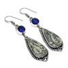Natural Dendrite Opal, Topaz 925 Sterling Silver Jewelry Earring 2.64" K6b03