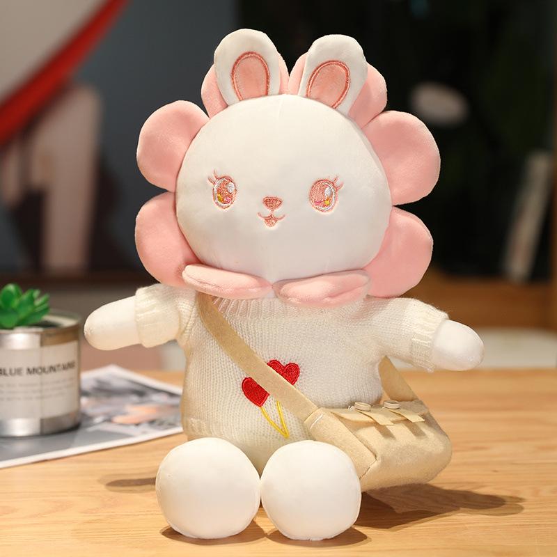 Cute Sun Flower Drag Rabbit Plush Doll Doll Creative Children's Rag Doll White Rabbit Birthday Gift