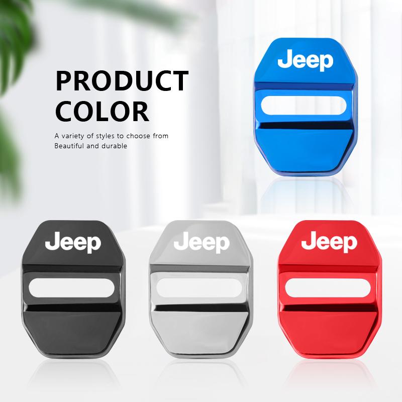 Sbfu3 4Pcs Stainless Car Door Lock Cover Steel Protection Stickers Accessories For Jeep Grand Wrangler JK Cherokee Liberty Gladiator C