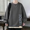 Mens Casual Crewneck Sweatshirt Letter Print Loose Fit Long Sleeve Wear