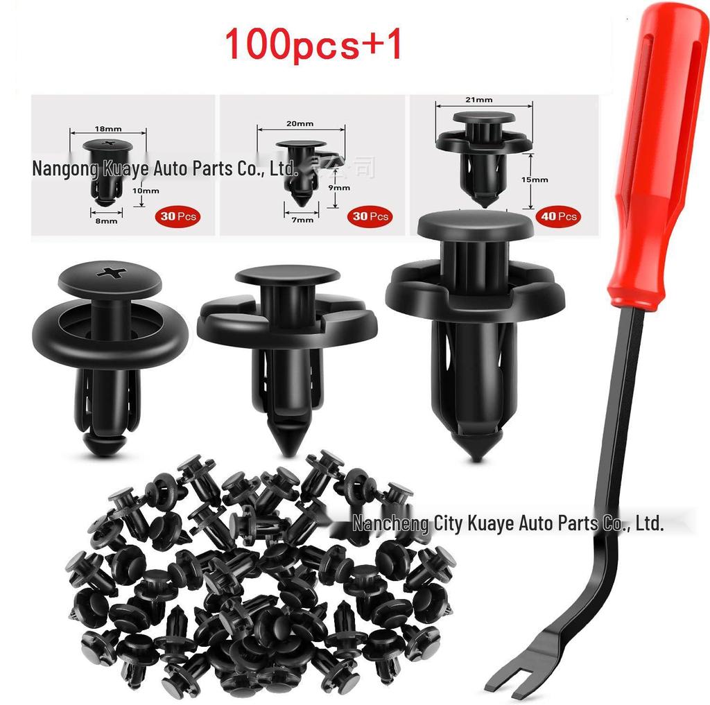 100-Piece Mixed Car Clips Set for Honda & Toyota Bumper/Trunk