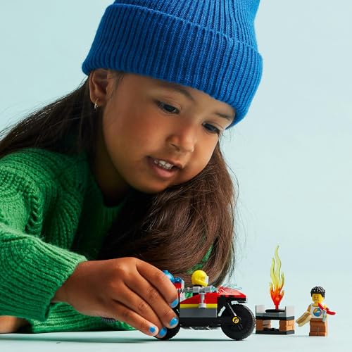 LEGO City Fire Rescue Bike Toy, Gift for Birthdays, Educational Building Blocks, Christmas, Boys and Girls, Ages 4, 5, and 6, Vehicle, Miniature Car,