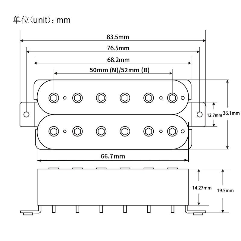 FLEOR 2pcs Alnico 5 Humbucker Pickup Double Coil Electric Guitar Neck Bridge Pickup Set- Adjustable Pole Pieces