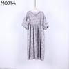 MOJTA Women's Cotton Summer Plus Size Long Skirt Floral Loose Printed Dress