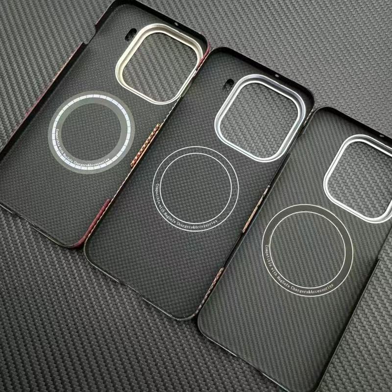 Magnetic Kevlar Carbon Fiber Phone Case for iPhone 17ProMax Business Aramid Fiber Cover for Magsafe 17Pro Case for Apple 17