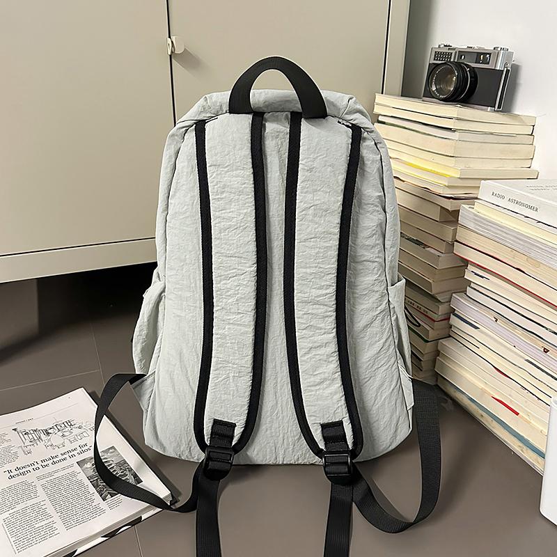 Student Solid Color Schoolbag Large Capacity Backpack